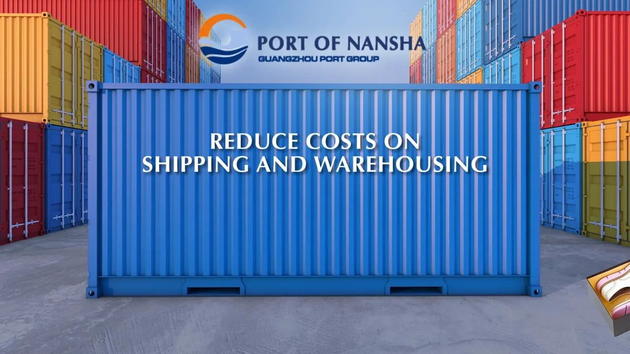 Container met tekst Reduce costs on shipping